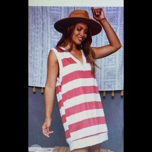 RED/WHITE stripe Vneck dress or coverup
